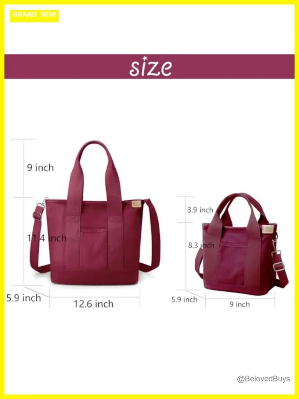 Canvas Tote Bag with Zipper Crossbody Shoulder Bag Large Multi-Pocket Purse